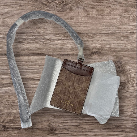 Coach Tan and Brown Lanyard ID Holder and Card Holder - Picture 2 of 4